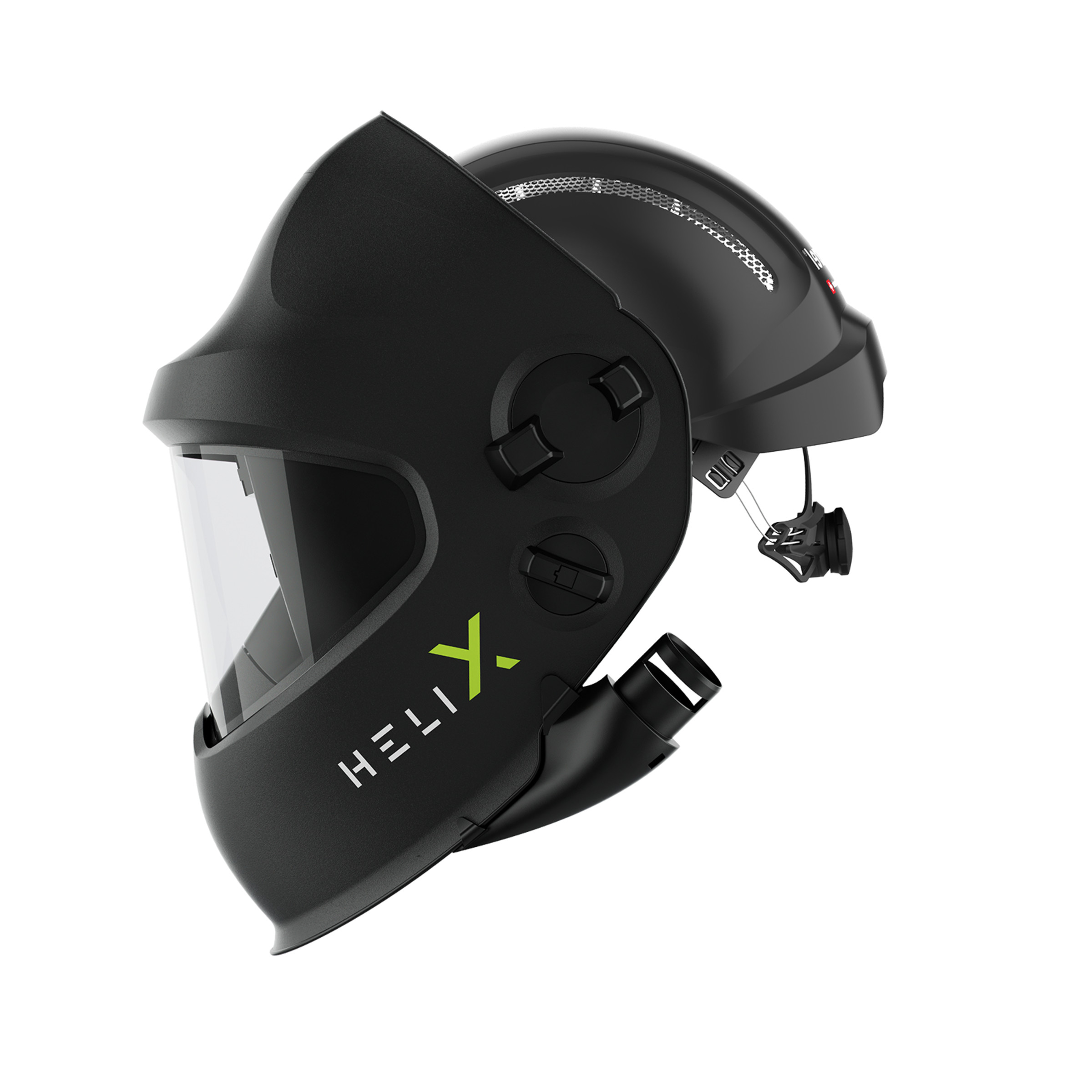 Helix Pure Air Quattro - PAPR headgear - Slide-Up welding/grinding helmet (e3000X) with industrial safety cap